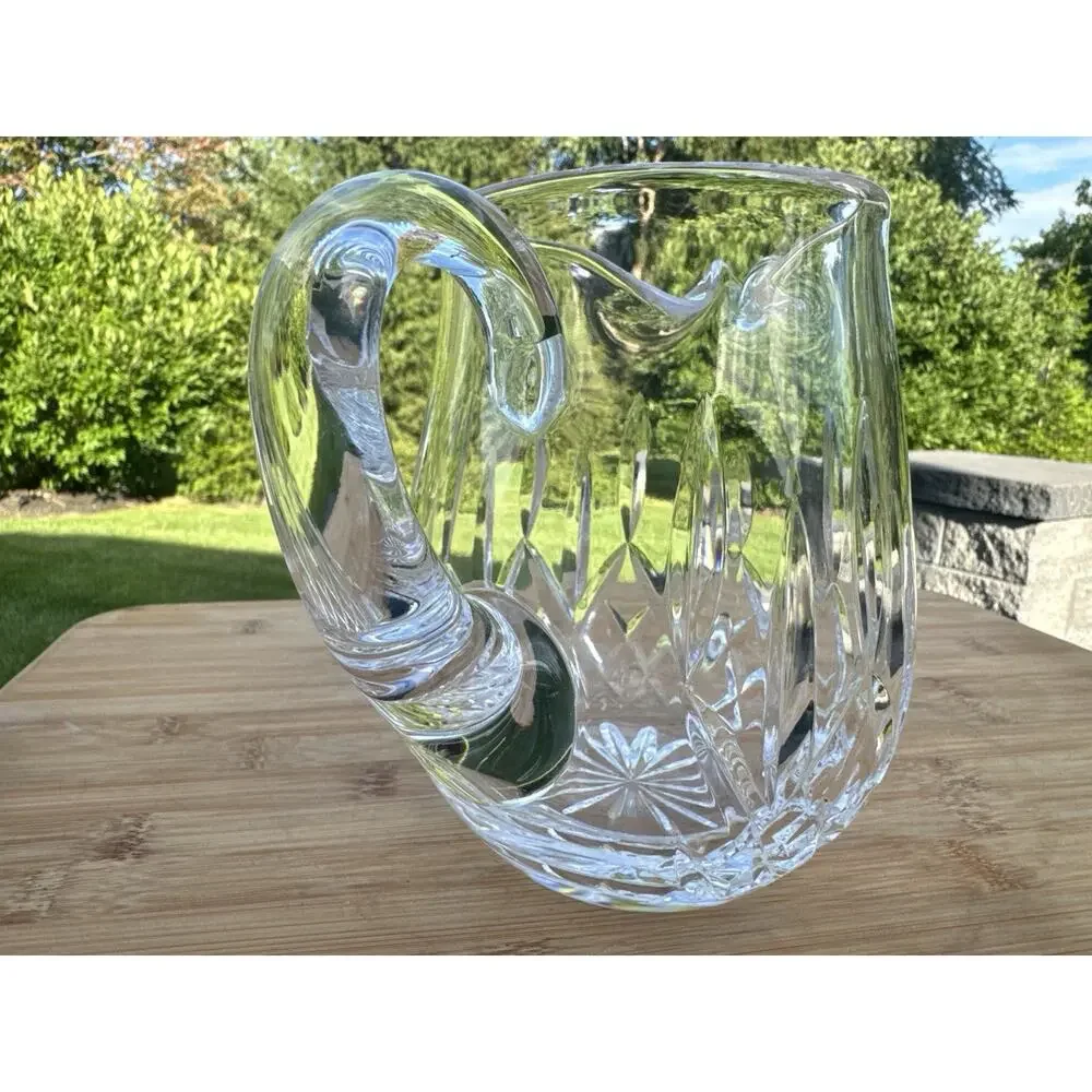 Waterford Ireland Lismore Crystal Jug Pitcher Ice Lip 6 1/4